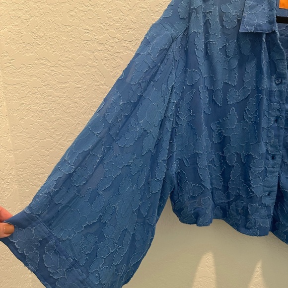 Coniglio Blue Floral Button-Up Blouse - Picture 3 of 6